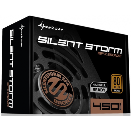 Sharkoon SilentStorm SFX 450 Bronze - Power supply (internal) - SFX12V 3.2 - 80 PLUS Bronze - AC 100-240 V - 450 Watt - active PFC - black - 4