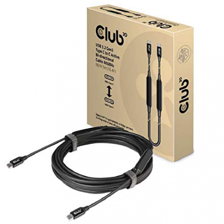 Club 3D CAC-1535 - USB cable - USB-C (M) to USB-C (M) - USB 3.2 Gen 2 / DisplayPort 1.4 - 20 V - 3 A - 5 m - active, USB Power Delivery (3A, 60W), 8K support, bi-directional - 0