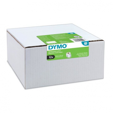 DYMO LabelWriter Medium - Black on white - 57 x 32 mm 6000 label(s) (6 roll(s) x 1000) multi-purpose labels - for DYMO LabelWriter 310, 315, 320, 330, 400, 450, 4XL, SE450, Wireless - 0