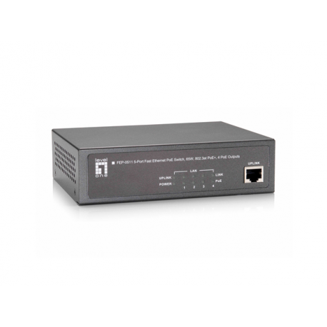 LevelOne FEP-0511 - Switch - 5 x 10 / 100 (PoE+) - desktop - PoE+ (65 W) - 1