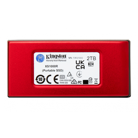 Kingston XS1000 - SSD - 2 TB - external (portable) - USB 3.2 Gen 2 (USB-C connector) - red - 6