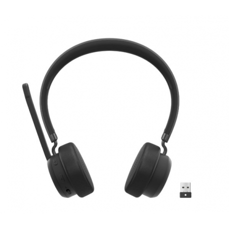 Lenovo - Headset - on-ear - Bluetooth - wireless - USB-A via Bluetooth adapter - black - Certified for Microsoft Teams - 1