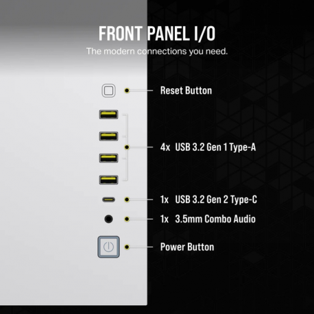 CORSAIR iCUE 6500X RGB - Mid tower - ATX - windowed side panel (tempered glass) - no power supply (ATX) - white - USB / Audio - 10