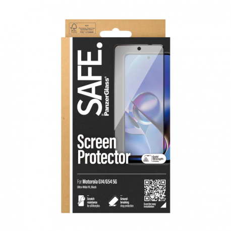 SAFE. by PanzerGlass - Screen protector for mobile phone - ultra-wide fit - glass - frame colour black - for Motorola Moto G14, G54 - 1