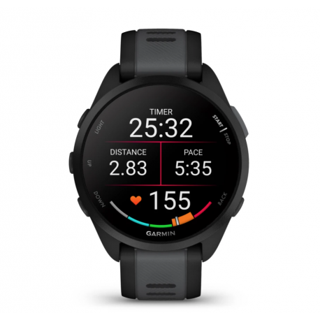 Garmin Forerunner 165 - Black - sport watch with band - silicone - slate grey - wrist size: 126-203 mm - display 1.2" - 4 GB - Bluetooth, ANT+ - 39 g - 4