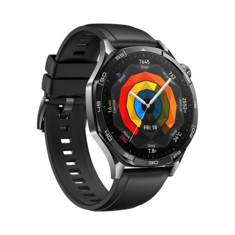 Huawei Watch GT 5 - 46 mm - stainless steel - smart watch with strap - fluoroelastomer - black - wrist size: 140-210 mm - display 1.43" - NFC, Bluetooth - 77 g - 0