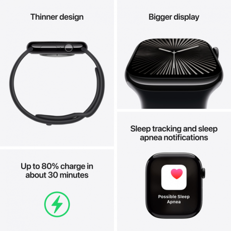 Apple Watch Series 10 (GPS + Cellular) - 42 mm - natural titanium - smart watch with sport band - fluoroelastomer - stone grey - band size: S / M - 64 GB - LTE, Wi-Fi 4, UWB, Bluetooth - 4G - 34.4 g - 2