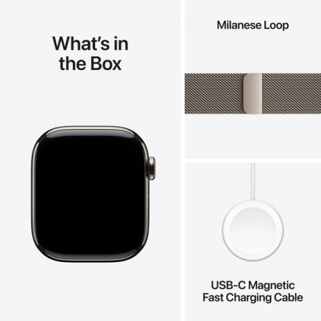 Apple Watch Series 10 (GPS + Cellular) - 42 mm - natural titanium - smart watch with milanese loop - stainless steel mesh - natural - wrist size: 130-180 mm - 64 GB - LTE, Wi-Fi 4, UWB, Bluetooth - 4G - 34.4 g - 8