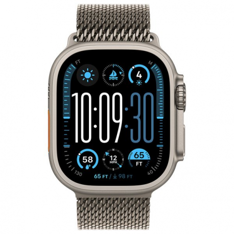 Apple Watch Ultra 2 - 49 mm - natural titanium - smart watch with milanese loop - band size: L - 64 GB - LTE, Wi-Fi 4, UWB, Bluetooth - 4G - 61.4 g - 1