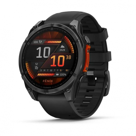 Garmin Fenix 8 - 47 mm - slate grey - sport watch with band - silicone - black - wrist size: 125-208 mm - display 1.4" - 32 GB - Bluetooth, Wi-Fi, ANT+ - 80 g - 0