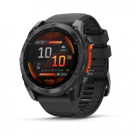 Garmin Fenix 8 - 51 mm - slate grey - sport watch with band - silicone - black - wrist size: 127-210 mm - display 1.4" - 32 GB - Bluetooth, Wi-Fi, ANT+ - 102 g - 0