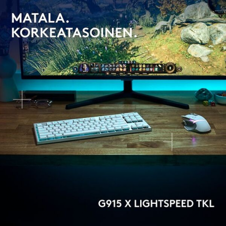 Logitech G G915 X - Keyboard - gaming, LIGHTSPEED - TKL - backlit - wireless - USB-C, Bluetooth, 2.4 GHz - white - 1