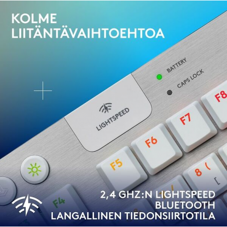 Logitech G G915 X - Keyboard - gaming, LIGHTSPEED - TKL - backlit - wireless - USB-C, Bluetooth, 2.4 GHz - white - 4