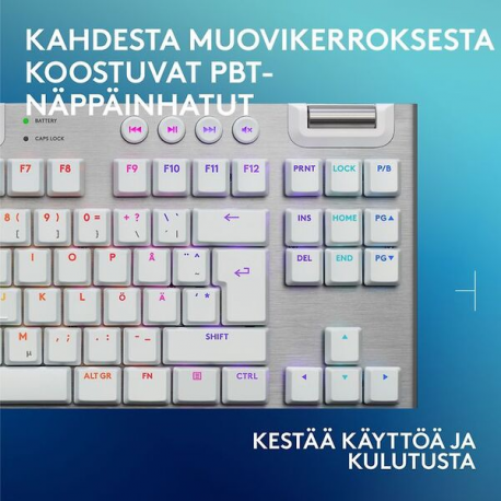 Logitech G G915 X - Keyboard - gaming, LIGHTSPEED - TKL - backlit - wireless - USB-C, Bluetooth, 2.4 GHz - white - 6