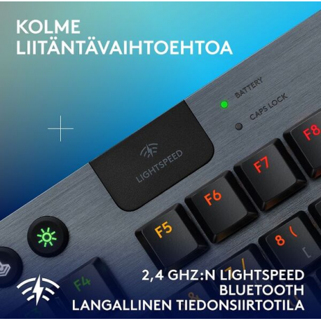 Logitech G G915 X - Keyboard - LIGHTSPEED - TKL - backlit - wireless - Bluetooth 5.0, 2.4 GHz, USB - QWERTY - Nordic (Danish / Finnish / Norwegian / Swedish) - key switch: GL Linear - black - 4