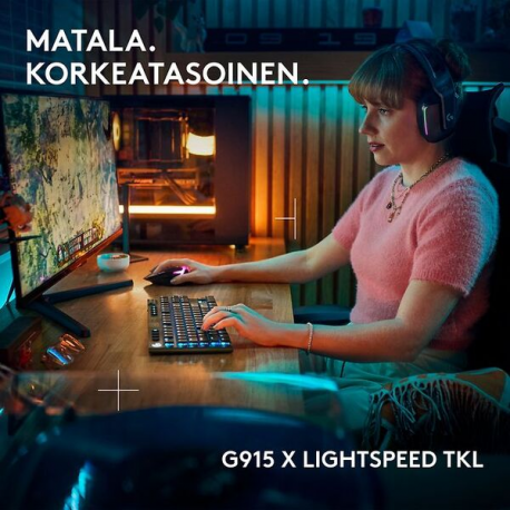 Logitech G G915 X - Keyboard - gaming, LIGHTSPEED - TKL - backlit - wireless - USB-C, Bluetooth, 2.4 GHz - black - 1