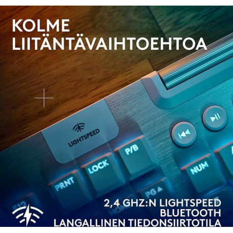 Logitech G G915 X - Keyboard - gaming, LIGHTSPEED - full size - backlit - wireless - Bluetooth, 2.4 GHz, USB-C - white - 4