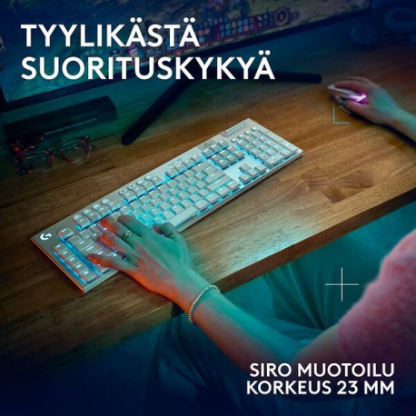 Logitech G G915 X - Keyboard - gaming, LIGHTSPEED - full size - backlit - wireless - Bluetooth, 2.4 GHz, USB-C - white - 7