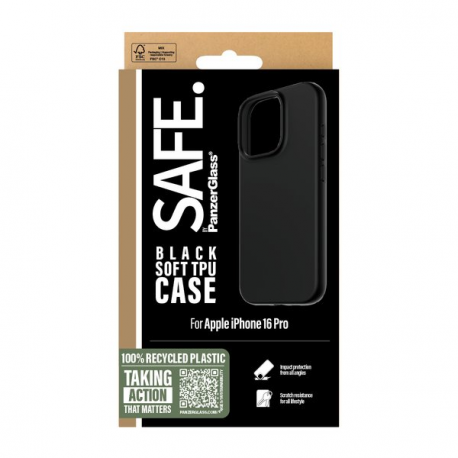 SAFE. by PanzerGlass - Back cover for mobile phone - thermoplastic polyurethane (TPU) - black - for Apple iPhone 16 Pro - 3