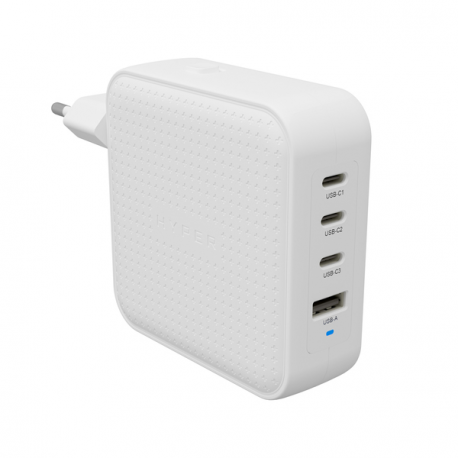 Targus HyperJuice - Power adapter - GaN - 100 Wh - Power Delivery 3.0 + PPS, Quick Charge 3.0 - 4 output connectors (3 x USB-C, USB) - white - 1