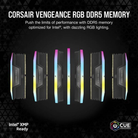 CORSAIR Vengeance RGB - DDR5 - kit - 32 GB: 2 x 16 GB - DIMM 288-pin - 3200 MHz / PC5-51200 - CL32 - 1.4 V - unbuffered - grey - 1
