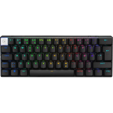 Logitech G PRO X 60 - Keyboard - 60% - TKL - backlit - wireless - 2.4 GHz, Bluetooth - QWERTY - Pan Nordic - black - 0