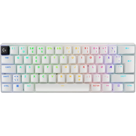 Logitech G PRO X 60 - Keyboard - 60% - TKL - backlit - wireless - 2.4 GHz, Bluetooth - QWERTY - Pan Nordic - white - 0