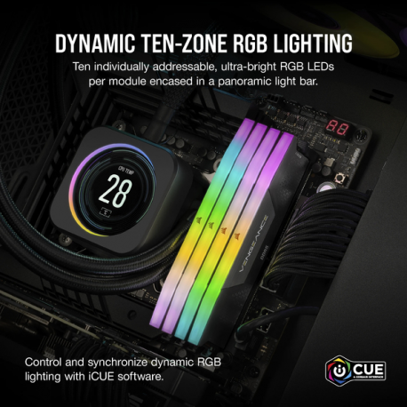 CORSAIR Vengeance RGB - DDR5 - kit - 16 GB: 2 x 8 GB - DIMM 288-pin - 2600 MHz  /  PC5-48000 - CL40 - 1.25 V - unbuffered - on-die ECC - black - 8