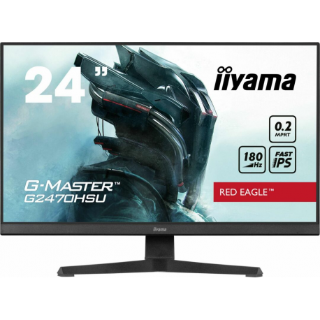 iiyama G-MASTER Red Eagle G2470HSU-B6 - LED monitor - gaming - 24" (23.8" viewable) - 1920 x 1080 Full HD (1080p) @ 180 Hz - Fast IPS - 300 cd / m² - 1000:1 - 0.2 ms - HDMI, DisplayPort - speakers - black, matte - 0