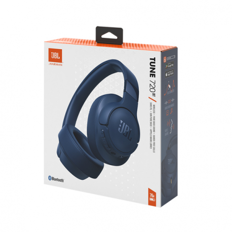 JBL TUNE 720BT - Headphones with mic - full size - Bluetooth - wireless, wired - 3.5 mm jack - blue - 5