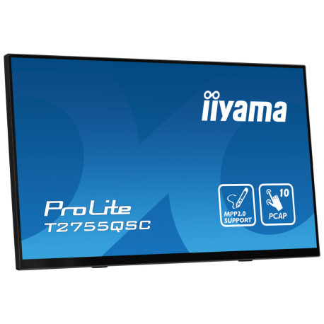 iiyama ProLite T2755QSC-B1 - LED monitor - 27" - touchscreen - 2560 x 1440 WQHD @ 75 Hz - IPS - 400 cd / m² - 1000:1 - 5 ms - HDMI, DisplayPort - speakers - matte black - 3