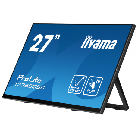 iiyama ProLite T2755QSC-B1 - LED monitor - 27" - touchscreen - 2560 x 1440 WQHD @ 75 Hz - IPS - 400 cd / m² - 1000:1 - 5 ms - HDMI, DisplayPort - speakers - matte black - 5