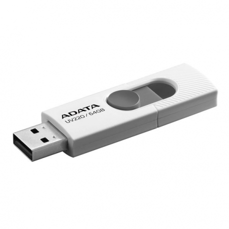 ADATA UV220 - USB flash drive - 64 GB - USB 2.0 - white / grey - 0