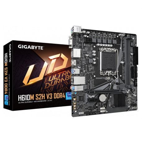 Gigabyte H610M S2H V3 DDR4 - 1.0 - motherboard - micro ATX - LGA1700 Socket - H610 Chipset - USB 3.2 Gen 1 - Gigabit LAN - onboard graphics (CPU required) - HD Audio (8-channel) - 0
