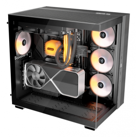 be quiet! Light Base 600 LX - Midi-tower - ATX - windowed side panel (glass) - no power supply (ATX / PS/2) - black - USB/Audio - 8