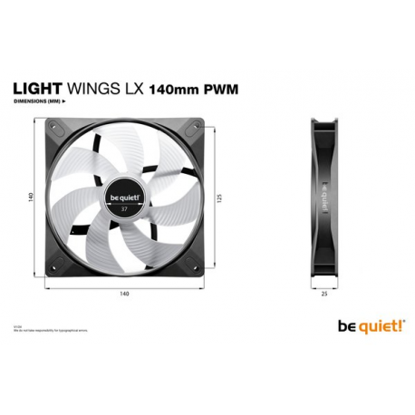 be quiet! Light Wings LX - Case fan - PWM - 140 mm - black (pack of 3) - 4