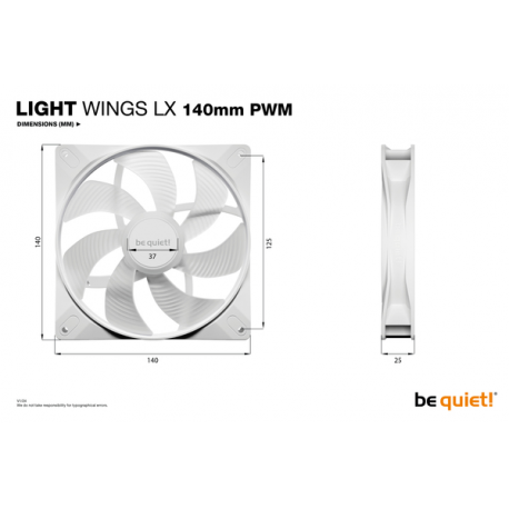be quiet! Light Wings LX - Case fan - PWM - 140 mm - white (pack of 3) - 5