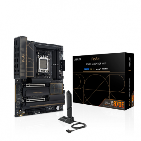ASUS ProArt X870E-CREATOR WIFI - Motherboard - ATX - Socket AM5 - AMD X870E Chipset - USB4, USB-C 3.2 Gen 2x2, USB 3.2 Gen 2, USB 3.2 Gen 1 - Wi-Fi 7, 10 Gigabit LAN, Bluetooth - onboard graphics (CPU required) - HD Audio (8-channel) - 5