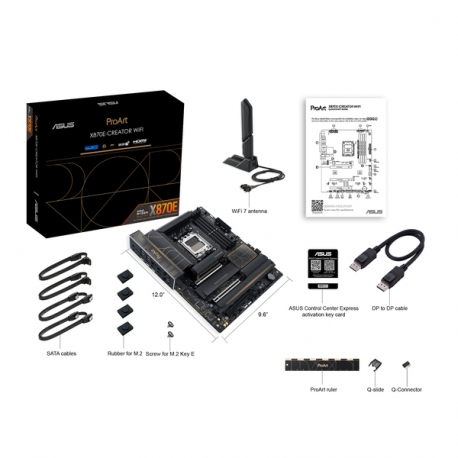 ASUS ProArt X870E-CREATOR WIFI - Motherboard - ATX - Socket AM5 - AMD X870E Chipset - USB4, USB-C 3.2 Gen 2x2, USB 3.2 Gen 2, USB 3.2 Gen 1 - Wi-Fi 7, 10 Gigabit LAN, Bluetooth - onboard graphics (CPU required) - HD Audio (8-channel) - 6