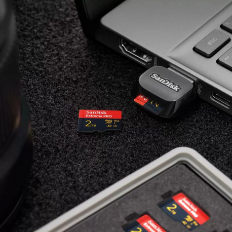 SanDisk Extreme Pro - Flash memory card (SD adapter included) - 2 TB - A2 / Video Class V30 / UHS-I U3 - microSDXC UHS-I - 1