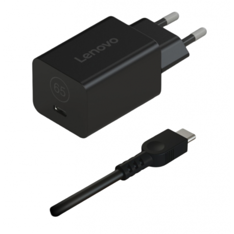 Lenovo Nano - Power adapter - GaN - 65 Watt (24 pin USB-C) - black - Europe - 0