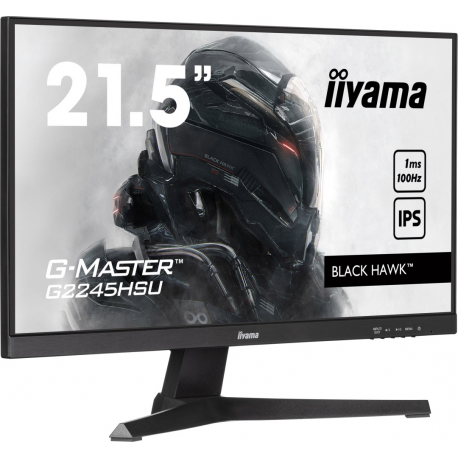 iiyama G-MASTER Black Hawk G2245HSU-B2 - LED monitor - 22" (21.5" viewable) - 1920 x 1080 Full HD (1080p) @ 100 Hz - IPS - 300 cd/m² - 1000:1 - 1 ms - HDMI, DisplayPort - speakers - matte black - 1