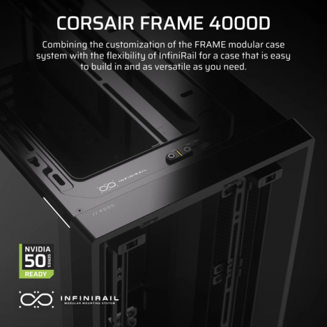 CORSAIR FRAME 4000D - Mid tower - extended ATX - windowed side panel (tempered glass) - no power supply (ATX) - black - USB/Audio - 4
