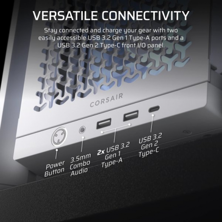 CORSAIR FRAME 4000D RS ARGB - Midi-tower gaming - extended ATX - windowed side panel (tempered glass) - no power supply (ATX) - white - USB/Audio - 1