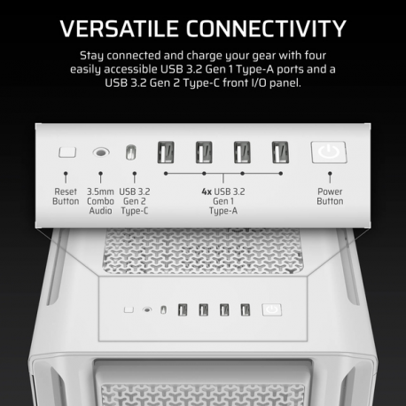 CORSAIR 5000T - Mid tower - extended ATX - windowed side panel (tempered glass) - no power supply (ATX) - white - USB/Audio - 7