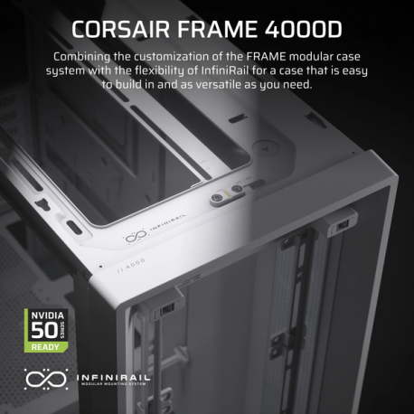 CORSAIR FRAME 4000D - Midi-tower gaming - extended ATX - windowed side panel (tempered glass) - no power supply (ATX) - white - USB/Audio - 1