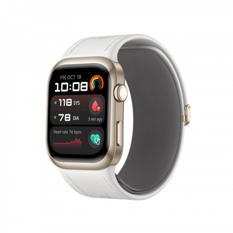Huawei Watch D2 - Gold aluminium alloy - smart watch with strap - composite leather - white - wrist size: 161-210 mm - display 1.82" - Bluetooth, NFC - 40 g - 1