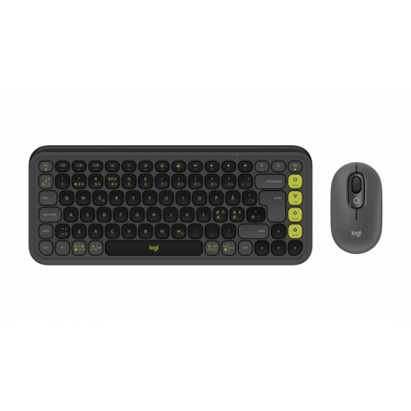 Logitech POP Icon Combo - Keyboard and mouse set - wireless - Bluetooth LE - QWERTY - Nordic (Danish / Finnish / Norwegian / Swedish) - graphite, green - 0