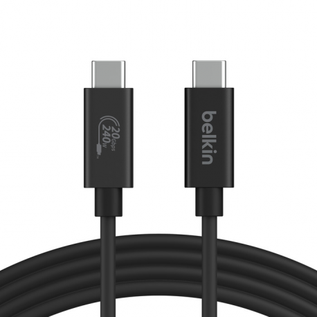 Belkin CONNECT - USB cable - 24 pin USB-C (M) to 24 pin USB-C (M) - USB 2.0  /  USB 3.0  /  USB 3.2  /  USB 4.0  / Thunderbolt 3  /  Thunderbolt 4 - 2 m - 4K60Hz UHD support, USB Power Delivery (240W) - 0