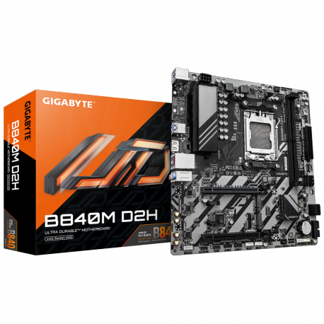 Gigabyte B840M D2H - Motherboard - micro ATX - Socket AM5 - AMD B840 Chipset - USB 3.2 Gen 1 - 2.5 Gigabit LAN - onboard graphics (CPU required) - HD Audio (8-channel) - 0